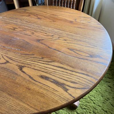 Round Oak Table Plus 3 Press Pack Oak Chairs 