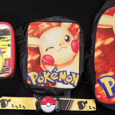 Sale Photo Thumbnail #42: POKEMON Anime Backpack  Lunchbox lot w/ for Pokeball belt

Will receive all items pictured and are in great condition.