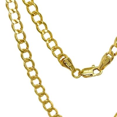 14K Yellow Real Gold Cuban Link Chain Diamond Cut
