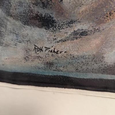 Sale Photo Thumbnail #2159: 16 1/2" x 23 1/2" Framed Ruth Fisher Watercolor On Canvas