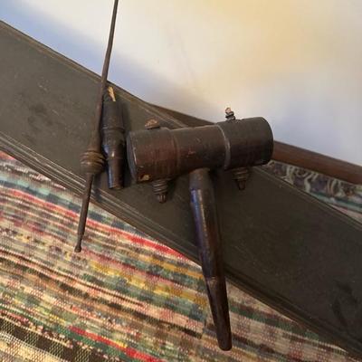 Sale Photo Thumbnail #105: Beautiful vintage spinning wheel in good shape. The wheel is 40 inches in diameter. All spikes in and good shape
The length of the spinning wheel is approximately 65 inches .