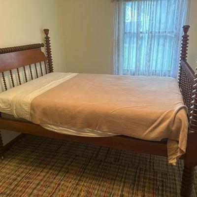 Sale Photo Thumbnail #108: Beautiful bed! The craftsmanship is spectacular. The spindles are nice and in great shape. There might be a few scratches on the headboard. Mattress and boxspring included.