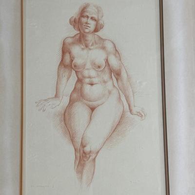 Original Artist Signed Nude Drawing