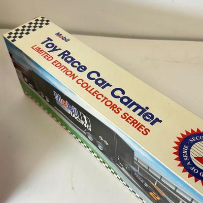 LOT 107: Sunoco Toy Tanker Truck, 2004 Race Car Hauler, Mobile Racing Truck, Humble Toy Tanker Truck & Mobil Collectible Toy Truck