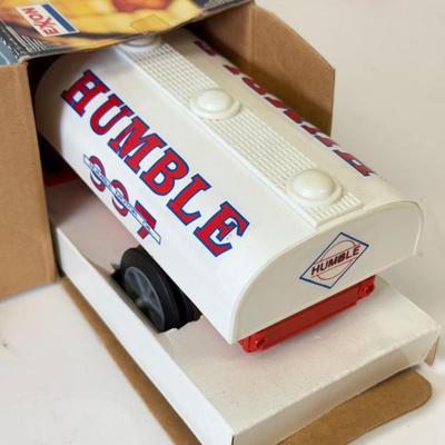 LOT 107: Sunoco Toy Tanker Truck, 2004 Race Car Hauler, Mobile Racing Truck, Humble Toy Tanker Truck & Mobil Collectible Toy Truck
