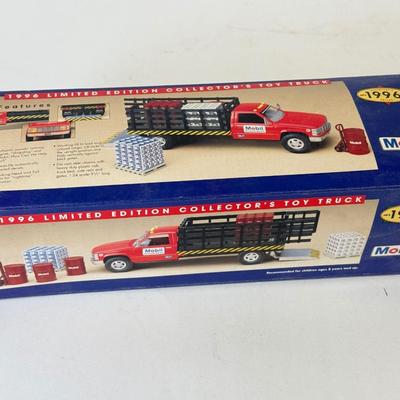 LOT 107: Sunoco Toy Tanker Truck, 2004 Race Car Hauler, Mobile Racing Truck, Humble Toy Tanker Truck & Mobil Collectible Toy Truck