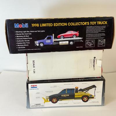 LOT 108: Exxon Diesel Cast Tanker Truck, Lukoil Corvette Carrier, 1999 Mobil LE Collector Toy Truck & More