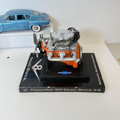 LOT 119: Franklin Mint Precision Models 1:24 Scale 1948 Tucker, Chevrolet Small Block Engine Model & Miro Chevy Pickup Model