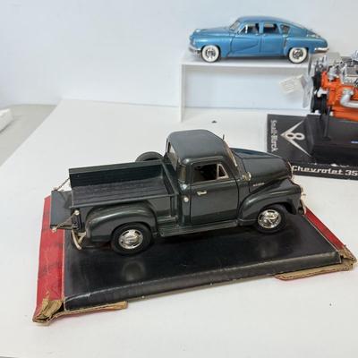 LOT 119: Franklin Mint Precision Models 1:24 Scale 1948 Tucker, Chevrolet Small Block Engine Model & Miro Chevy Pickup Model