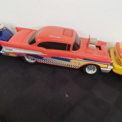 LOT 141: Large Assortment of Plastic Cars & Trucks- Vintage Nascar Racers 808 Flyer, Hot Wheels Flamethrower & More