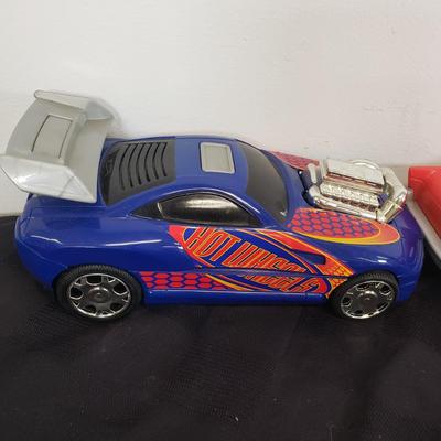 LOT 141: Large Assortment of Plastic Cars & Trucks- Vintage Nascar Racers 808 Flyer, Hot Wheels Flamethrower & More
