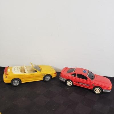 LOT 141: Large Assortment of Plastic Cars & Trucks- Vintage Nascar Racers 808 Flyer, Hot Wheels Flamethrower & More