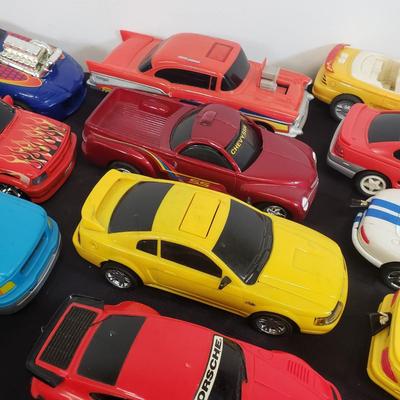 LOT 141: Large Assortment of Plastic Cars & Trucks- Vintage Nascar Racers 808 Flyer, Hot Wheels Flamethrower & More