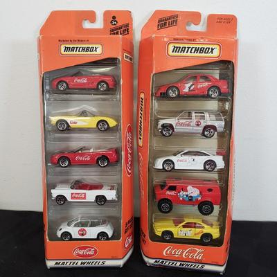 LOT 146: Coca Cola Collectibles-Matchbox New in Package & Toy Truck with Conveyor Belt & Mini Coke Bottles