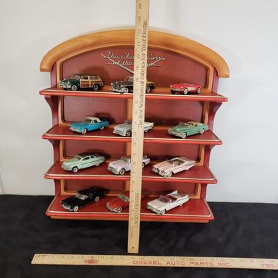 LOT 152: Classic Cars of the Fifties by Franklin Mint with Display Shelf