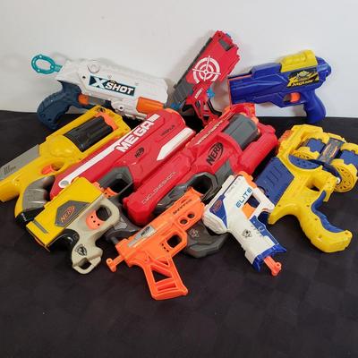 LOT 225: Collection of Nerf Guns, Accessories & More