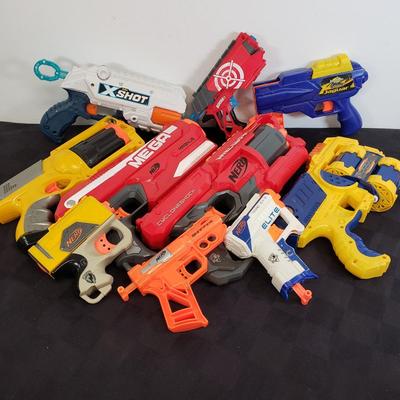 LOT 225: Collection of Nerf Guns, Accessories & More