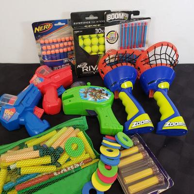 LOT 225: Collection of Nerf Guns, Accessories & More