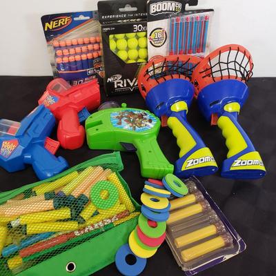 LOT 225: Collection of Nerf Guns, Accessories & More