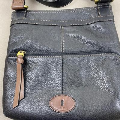 Fossil Black Leather Crossbody Handbag
