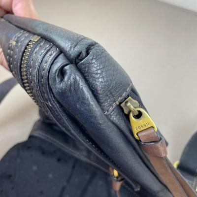 Fossil Black Leather Crossbody Handbag