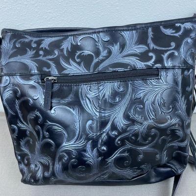 Tiganello black and Silver Leather Crossbody