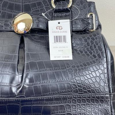 New Anais Gvani Black Croc Satchel