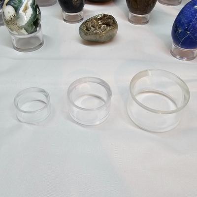 Collection of Polished Stone Eggs & Stands (GB-JS)