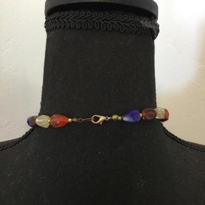 Vintage faux stone beautifully multicolored bead necklace