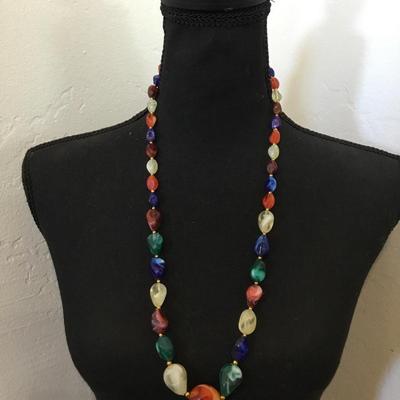 Vintage faux stone beautifully multicolored bead necklace