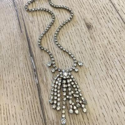 Beautiful, vintage, art deco, crystal rhinestone statement necklace