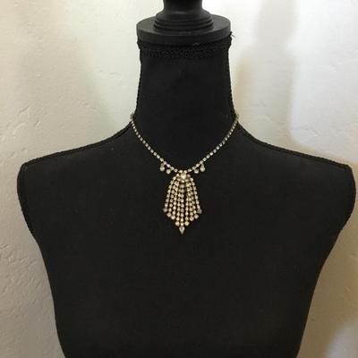 Beautiful, vintage, art deco, crystal rhinestone statement necklace