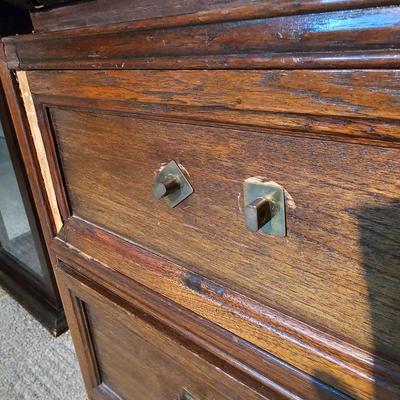 Drop Front Three Drawer Engraved Secretary by Vincent Yeh & Co. (GB-JS)