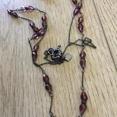 Beautiful purple, crystal banana republic, gunmetal, gray toned necklace very nice