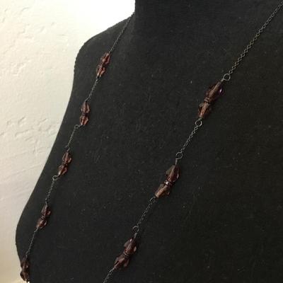 Beautiful purple, crystal banana republic, gunmetal, gray toned necklace very nice