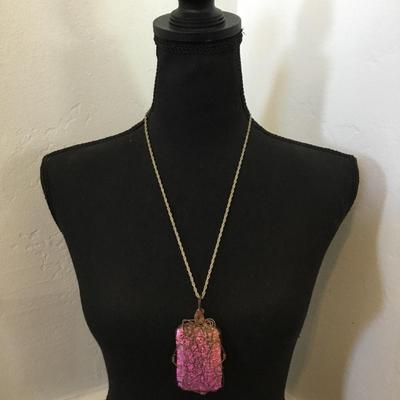 Large vintage, art glass pendant necklace