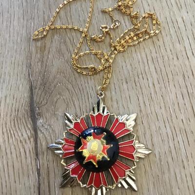 1960 Maltese Cross Marked Germany Chain Lucite Center Enamel
