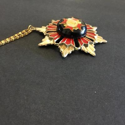 1960 Maltese Cross Marked Germany Chain Lucite Center Enamel