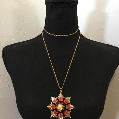 1960 Maltese Cross Marked Germany Chain Lucite Center Enamel