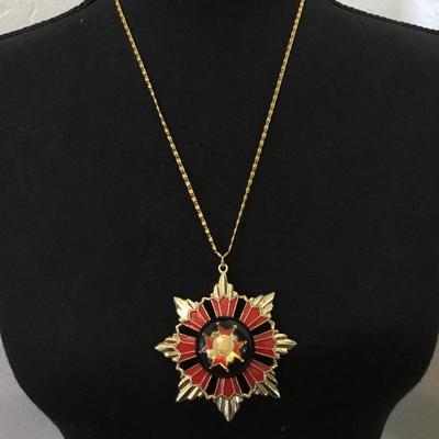 1960 Maltese Cross Marked Germany Chain Lucite Center Enamel