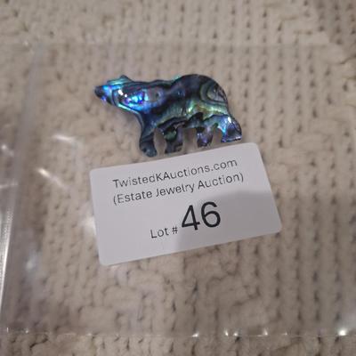 Sale Photo Thumbnail #199: This looks like it might be abalone but it has a plastic like backing. 