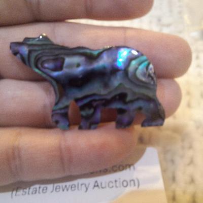 Sale Photo Thumbnail #200: This looks like it might be abalone but it has a plastic like backing. 