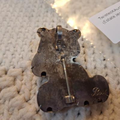 Sale Photo Thumbnail #214: silver tone bear brooch signed Best