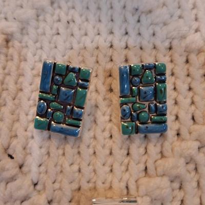 Sale Photo Thumbnail #220: Pendant and Matching earrrings, turquoise colored signed Best