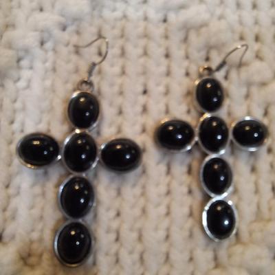 Sale Photo Thumbnail #229: Cross earrings with small black stones