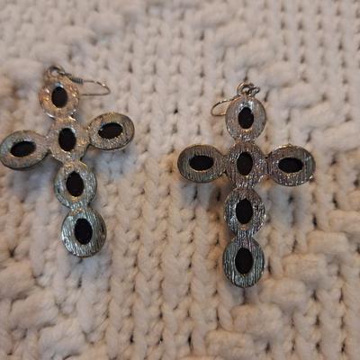 Sale Photo Thumbnail #232: Cross earrings with small black stones