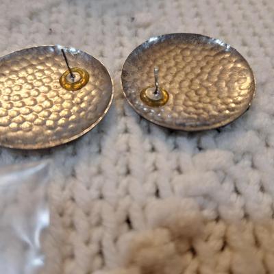 Sale Photo Thumbnail #245: 2 pair earrings, one metal and enamel, one metal and beads