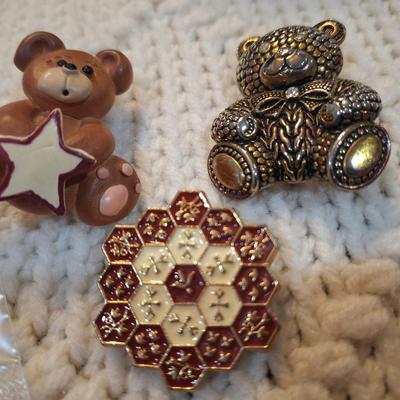 Sale Photo Thumbnail #308: bears and honeycomb brooches