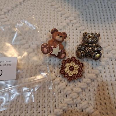 Sale Photo Thumbnail #311: bears and honeycomb brooches