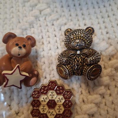 Sale Photo Thumbnail #309: bears and honeycomb brooches